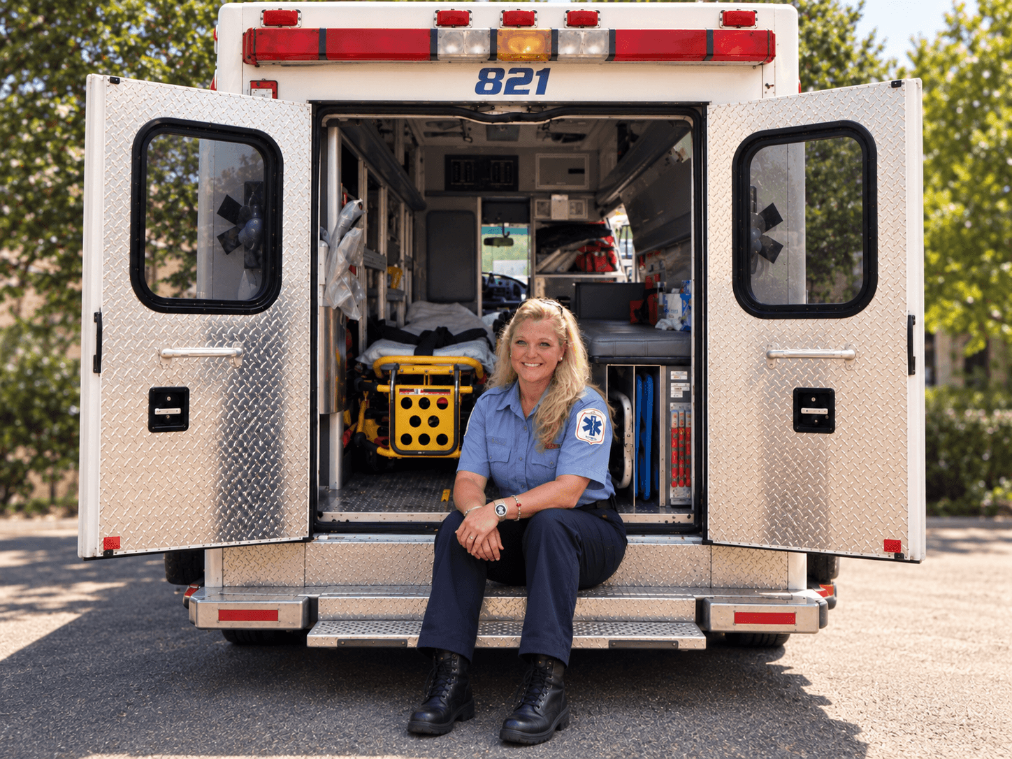 Dr. Riccio early in her emergency services career, 1997