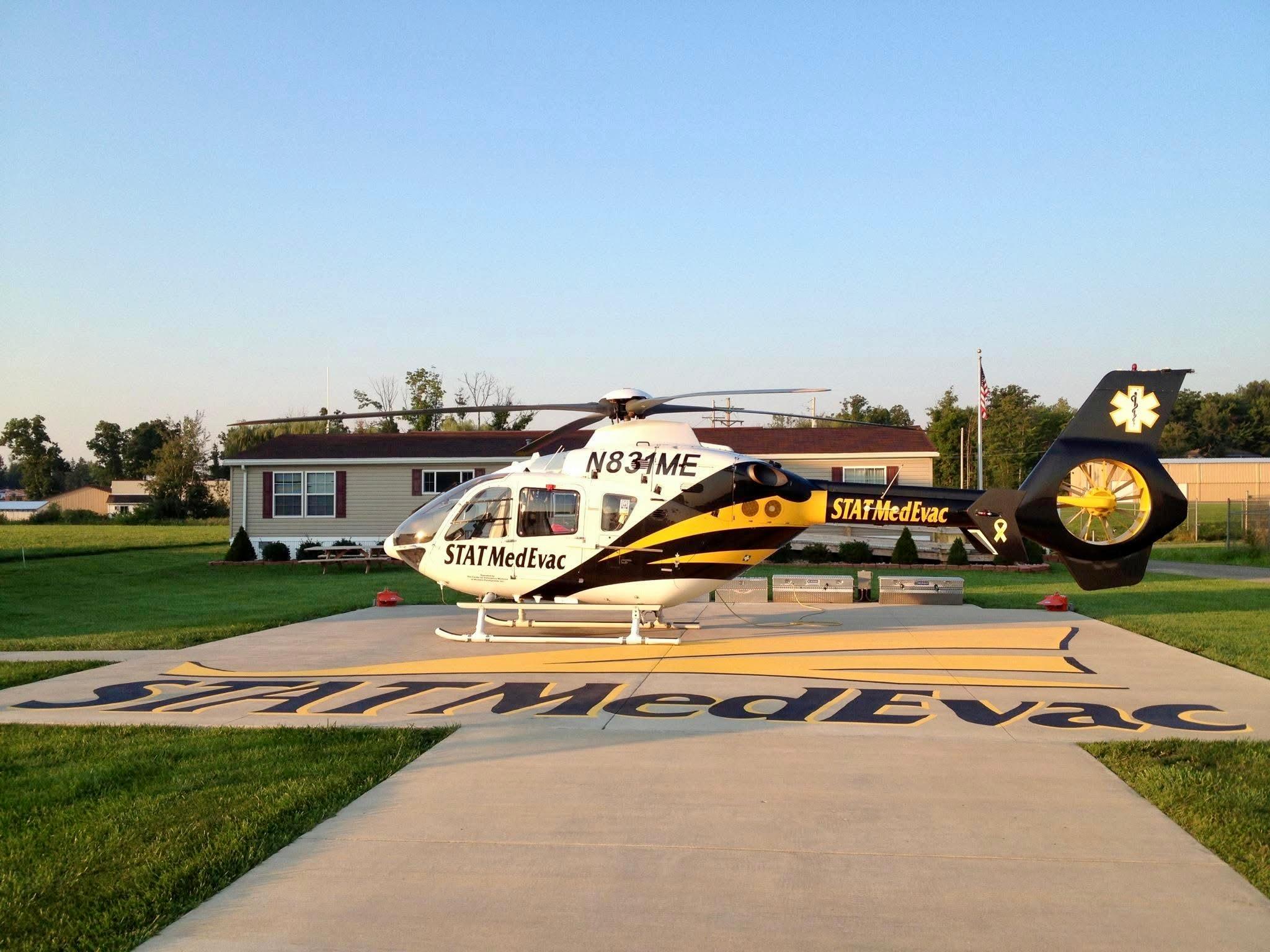STAT MedEvac helicopter on the pad at Meadville Base 6