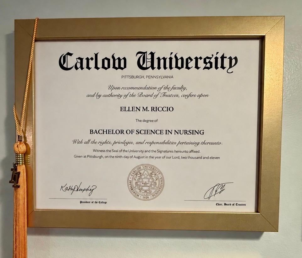 Bachelor of Science in Nursing diploma, Carlow University